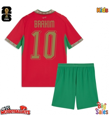 Morocco Brahim Diaz #10 Replica Home Stadium Kit for Kids World Cup 2026 Short Sleeve (+ pants)
